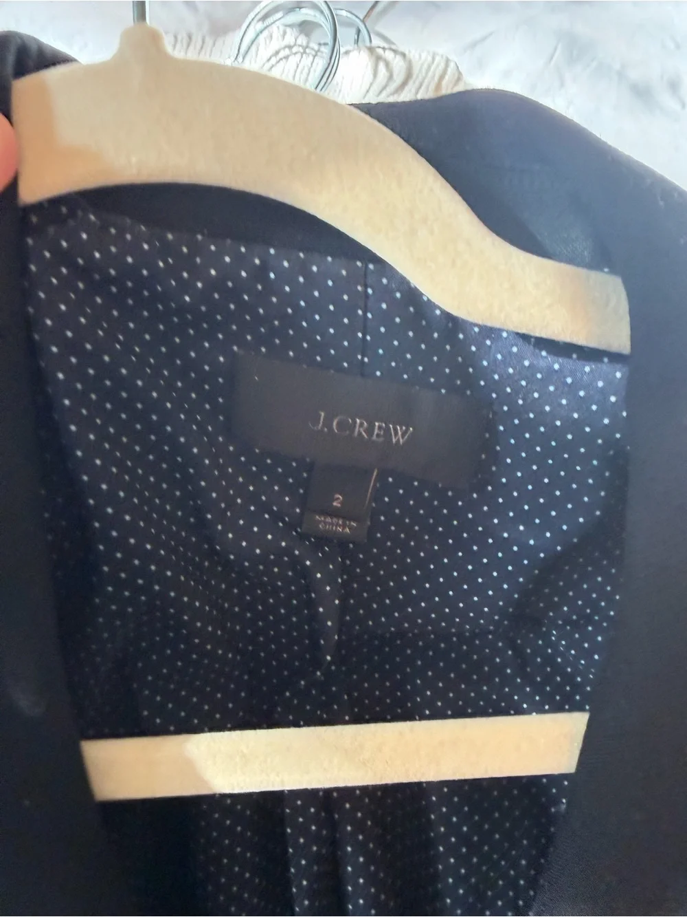 J.Crew Black Single-Button Blazer with Polka Dot Lining – Size 2